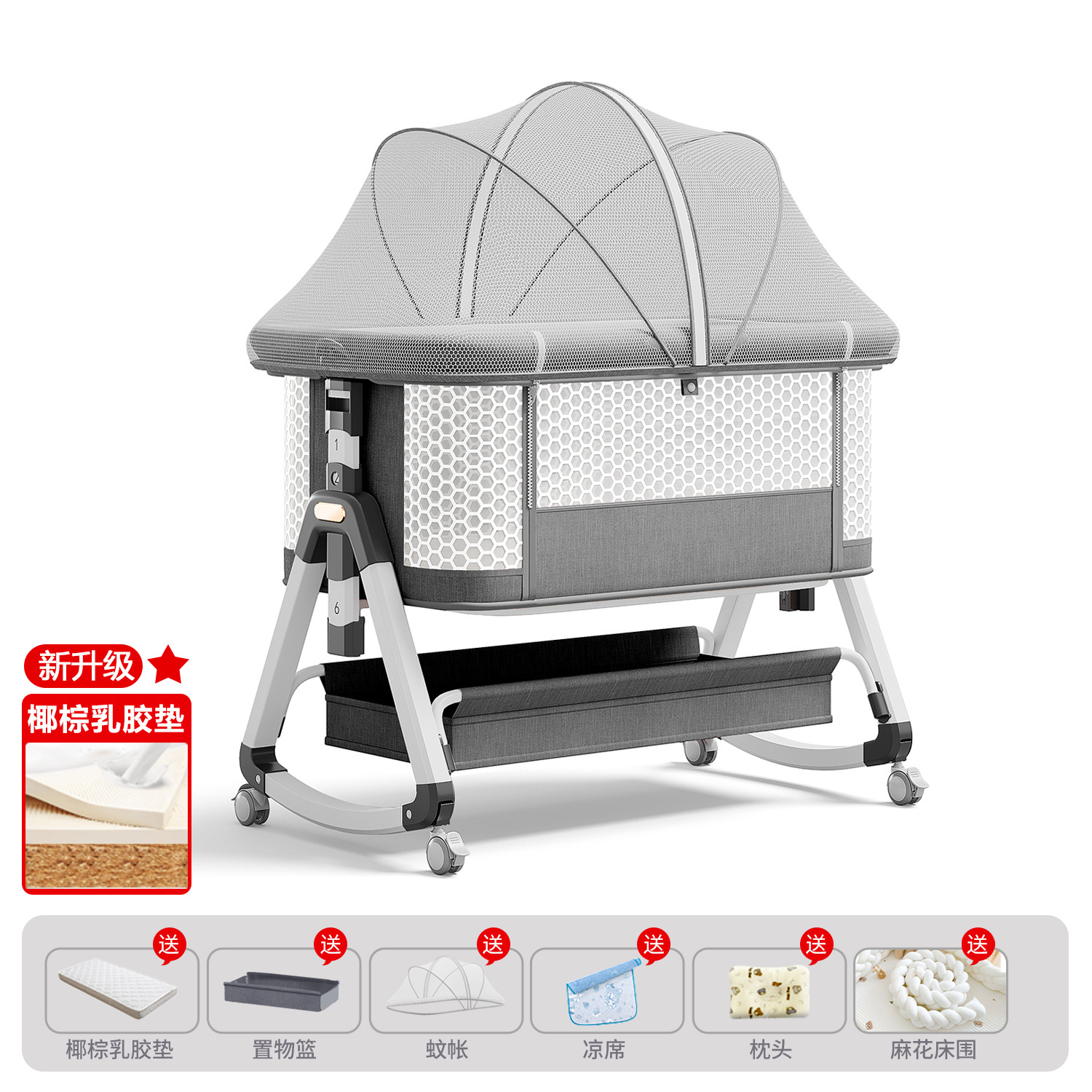 Cama de bebé móvil portátil cuna cama plegable multifuncional BB cama para recién nacidos empalme cama grande