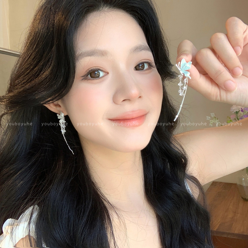 超仙精致蝴蝶流苏耳钉女轻奢高级感气质耳环2025新款冷淡风耳饰品|undefined
