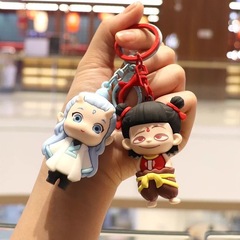 Nezha の悪魔の子供の立体海キーホルダー Ji Bing シリコーンペンダント人形ギフトスクールバッグ学生車のキー