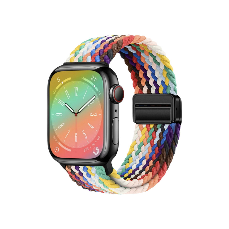 适用AppleWatch时尚四点磁吸扣尼龙编织回环苹果表带实用显质感|undefined