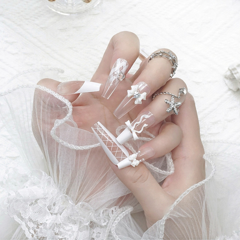 2026 High-End Matte Lace French Ballet Style Press-On Nails, Coffee Color Blush Long Fake Nails, Nail Art Tips 2026 High-End Matte Lace French Ballet Style Press-On Nails, Coffee Color Blush Long Fake Nails, Nail Art Tips