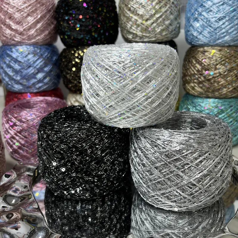 Sequin Yarn Hand-Mixed Thread Multicolor Sequin Yarn DIY Knitting Chanel-Style Bag Handmade Specialty Yarn Ball Wholesale