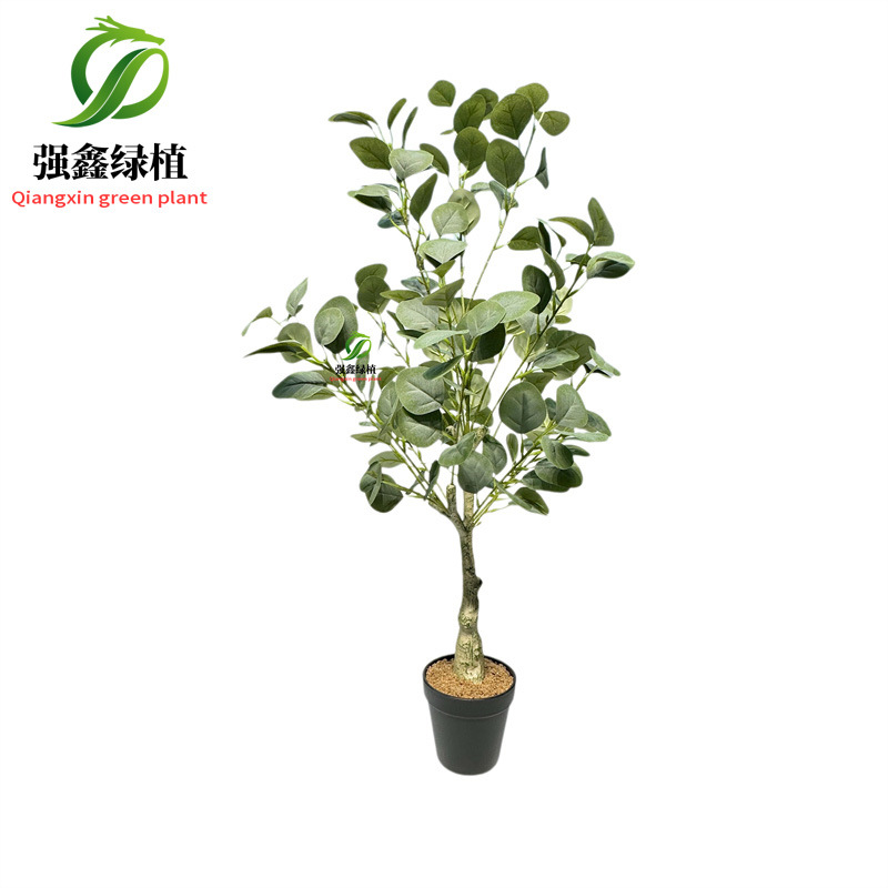 Planta de simulación de interior eucalipto árbol falso bonsai sala de estar decoración del suelo hoja de dinero falsa planta verde adorno en maceta image 7