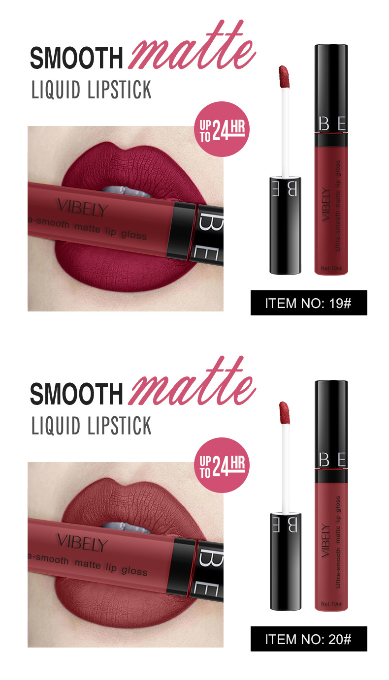 VIBELY Cross-border Makeup Amazon matte non-stick cup lip gloss Non-fading long-lasting liquid Lipstick Export version undefined