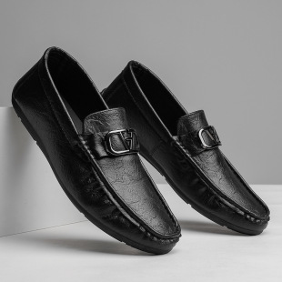 Doug Shoes Men's Summer New Men's Casual Leather Shoes Fashionable All-match Business Love Shoes Foot Breathable Soft Sole Shoes