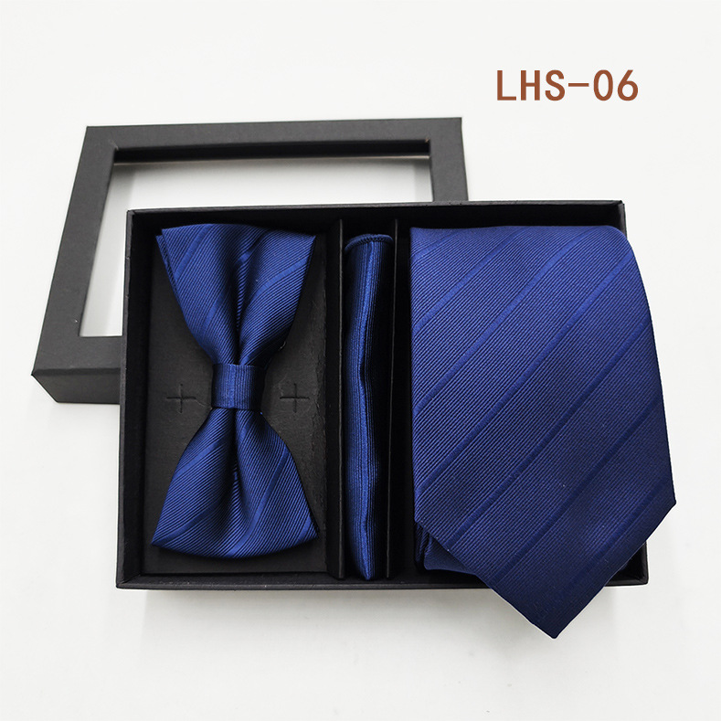 Set di tre pezzi di papillon, fazzoletto e accessori per abito da uomo formale da sposo, confezione regalo_voghion.com