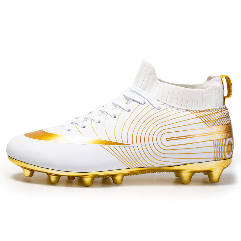 Local tyrant gold ag spike tf football shoes men's new high-top leather foot sports training shoes youth game football_voghion.com