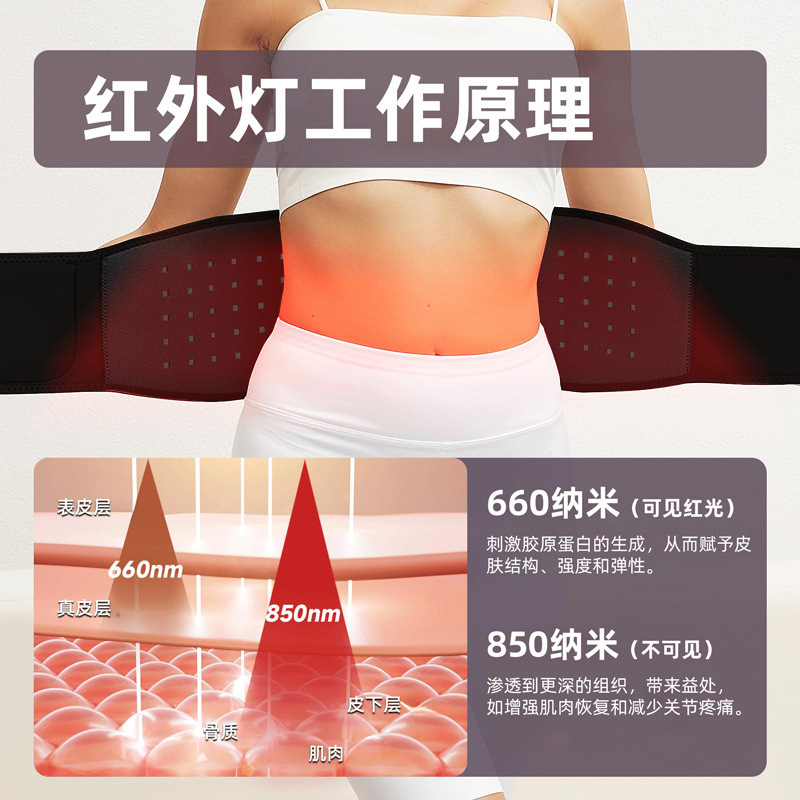新しい加熱された赤色光理学療法ベルト 5000 mAh 100 ライトデュアルバンド温湿布ウエスト赤外線ベルト|undefined