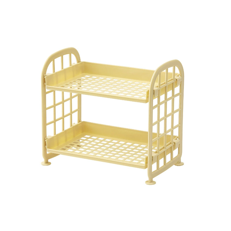 Foldable Cosmetic Storage Shelf, Double-Layer Desktop Organizer, Heart Design, 22×15×4 cm
