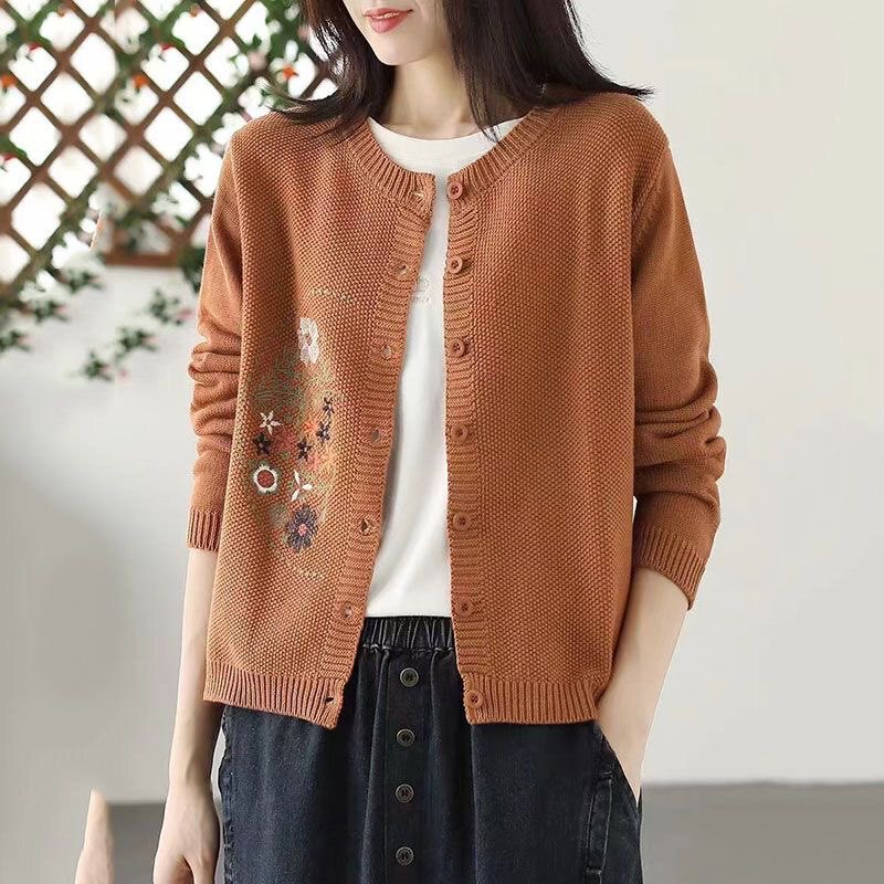 Artistic Retro Round-Neck Single-Breasted Knitted Cardigan for Women, Loose and Versatile, 2026 Spring and Autumn New Style Long-Sleeve Outerwear Artistic Retro Round-Neck Single-Breasted Knitted Cardigan for Women, Loose and Versatile, 2026 Spring and Autumn New Style Long-Sleeve Outerwear