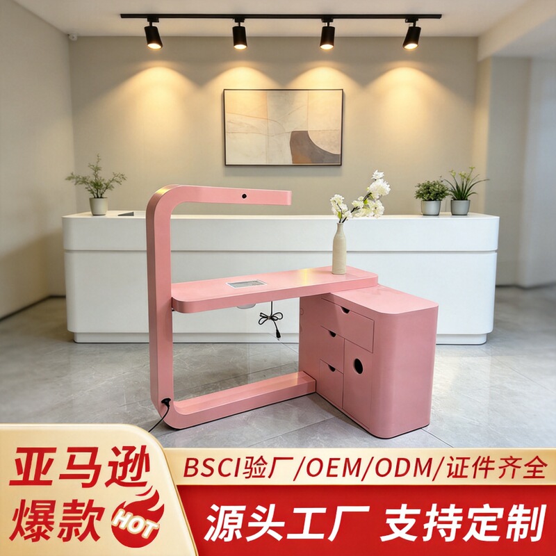 Factory wholesale nail table pink simple single nail table tattoo table nail studio plate nail table