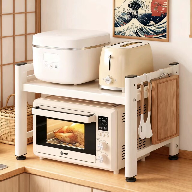 Kitchen Spice Rack Double-Layer Countertop Retractable Storage Rack Bowls, Plates and Pots Rack Desktop Multi-Functional Storage Rack