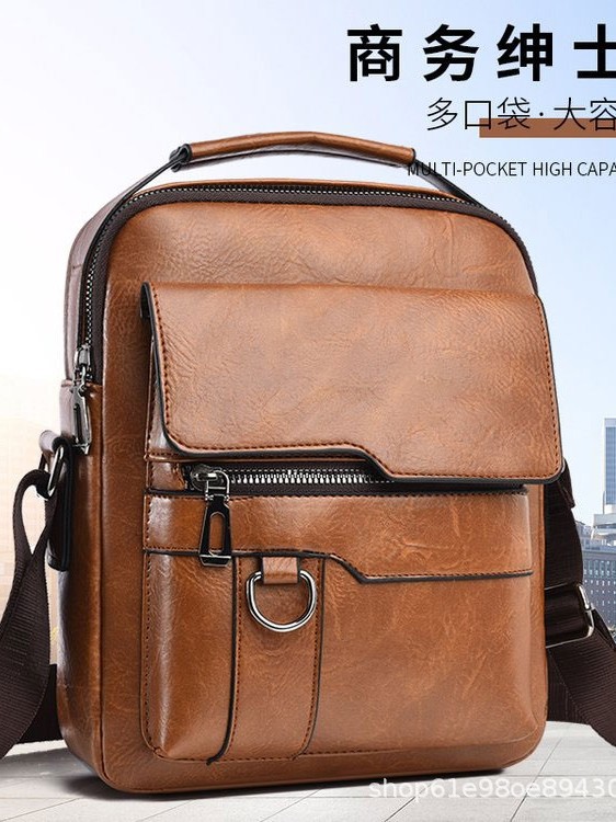 Bolso de hombro para hombres, bolso de moda vertical, bolso de ocio, bolso de cuero PU, bolso de mano, bolso de mano de gran capacidad para hombres, comercio exterior