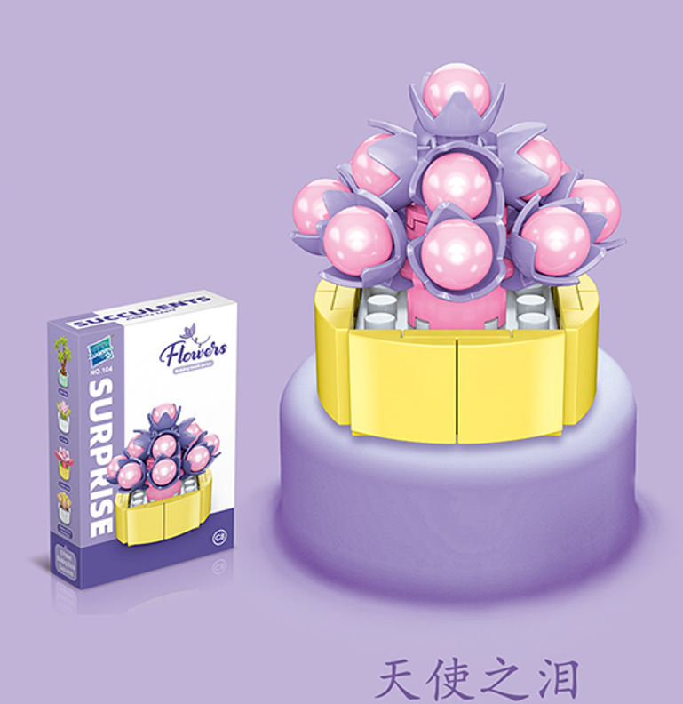 Diamante caballo bloques de construcción flor suculenta olla creativa ramo decoración compatible con Lego niños pequeñas partículas ensambladas juguetes al por mayor