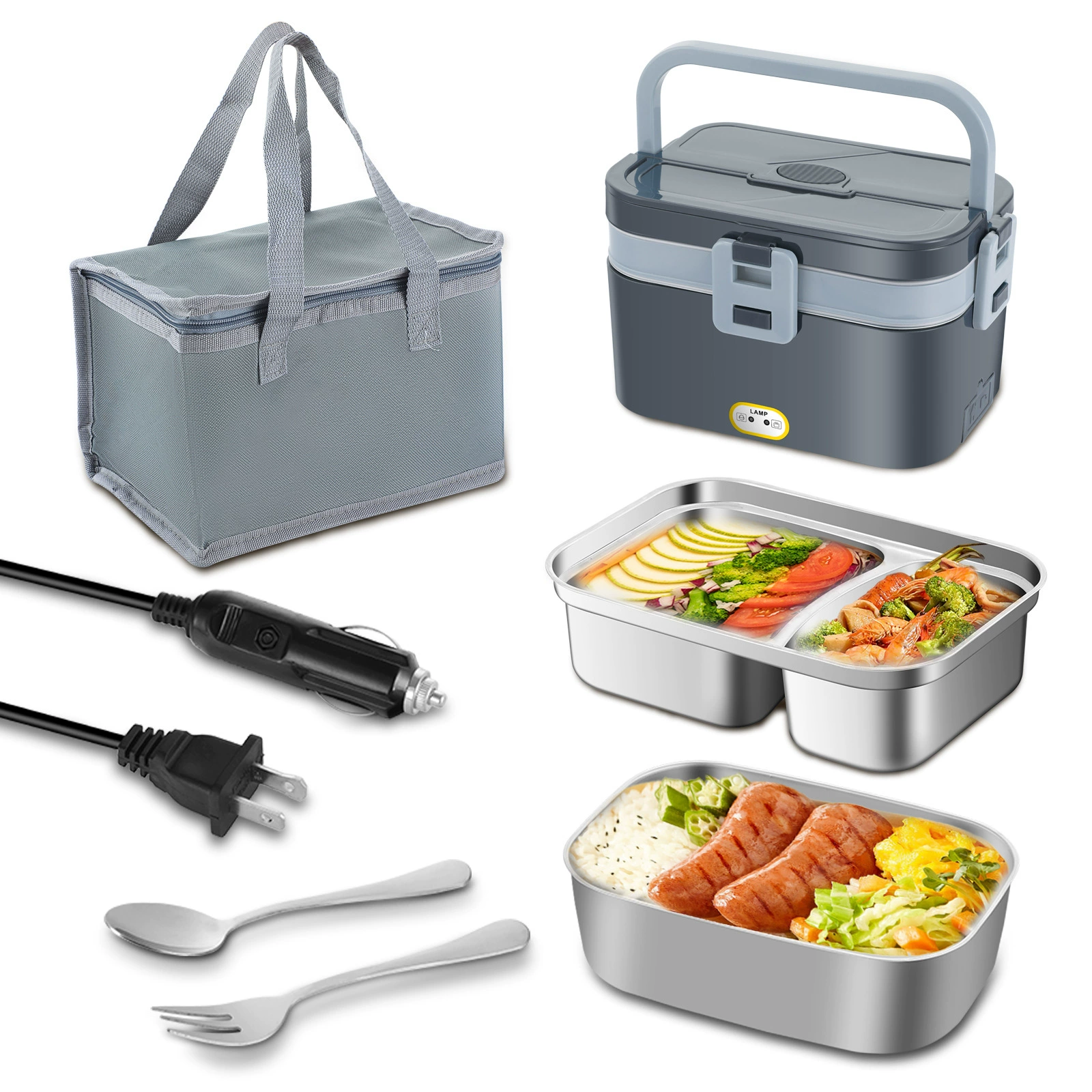 Нагревательная электрическая коробка для завтрака дома два в одном из нержавеющей стали