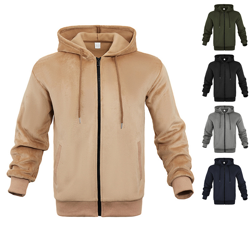 Veste cardigan pour homme, beau et polyvalent, pour les personnes d'âge moyen et les jeunes, ample, fermeture éclair, capuche, style décontracté, sweat-shirt_voghion.com