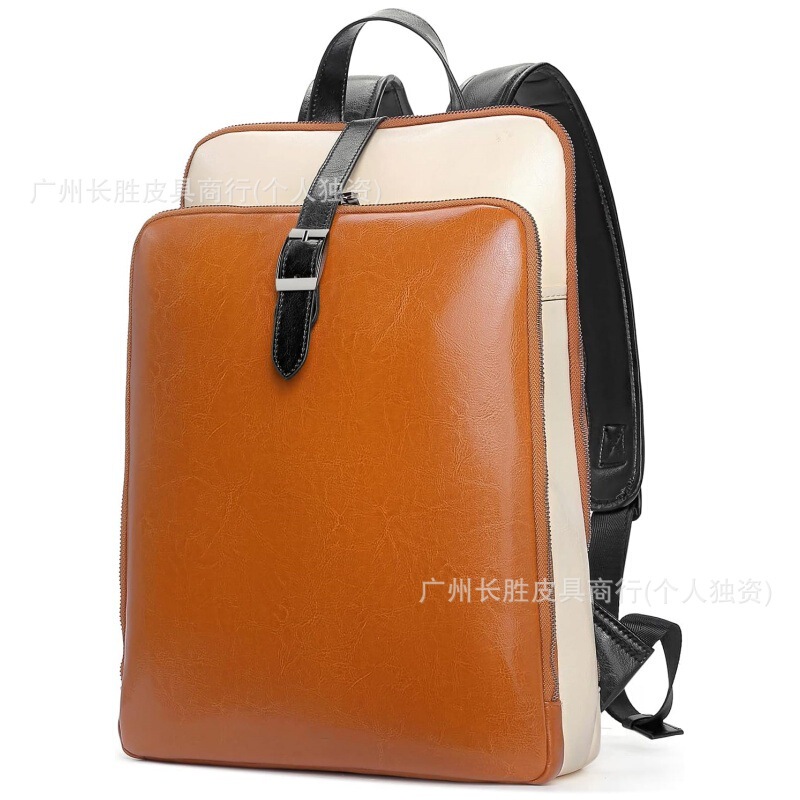 Cross Border Faux Leather Laptop Ladies Backpack Vintage Fashion Large Capacity 15.6inch Work Bag Cross Border Faux Leather Laptop Ladies Backpack Vintage Fashion Large Capacity 15.6inch Work Bag