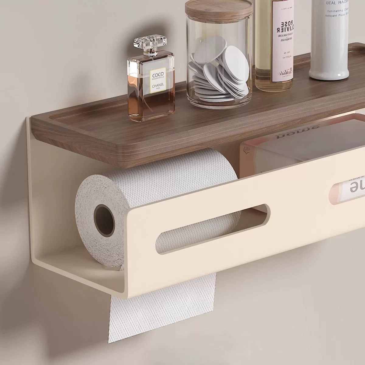 Худо стиль кремовый орех tissue box хранение салфетки полка держатель туалетной бумаги сушилка для волос полка хранения