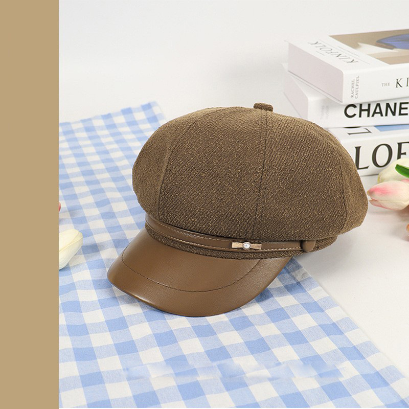 Sombrero de cuero japonés retro octogonal 2024 primavera y otoño nuevo estilo casual versátil mostrando la cara gorra de niños pequeños para hombres