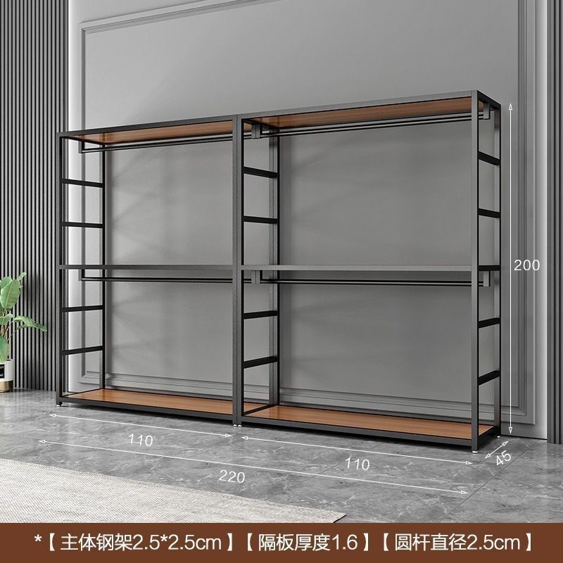 衣帽架钢结构衣柜家用卧室加厚双层加粗衣帽架两层金属简约现代|undefined