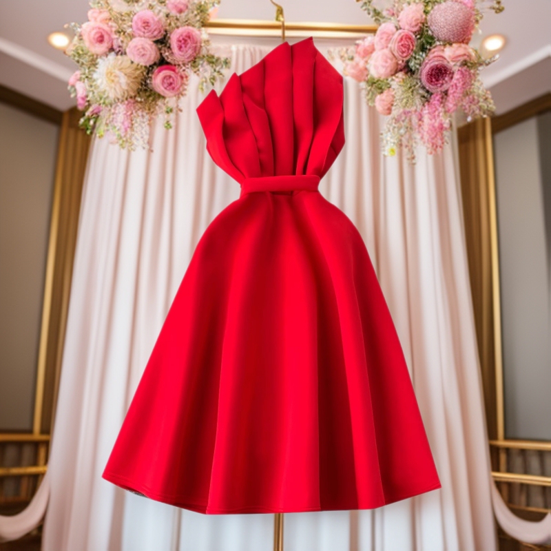 High-end party dress dress women's summer French-style off-shoulder bubble sleeve high waist split banquet dress High-end party dress dress women's summer French-style off-shoulder bubble sleeve high waist split banquet dress