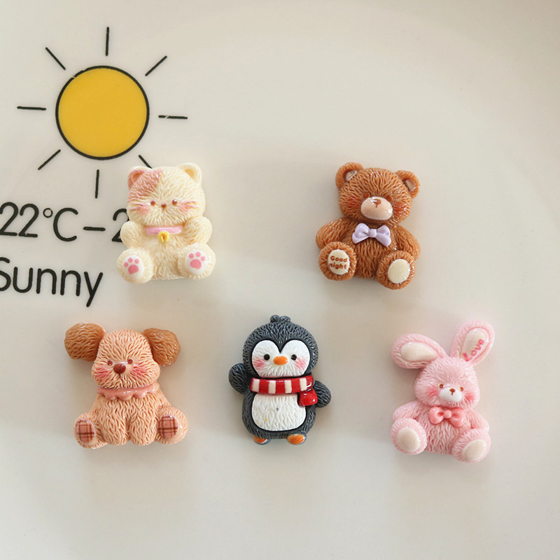 Cartoon Resin Accessories Penguin Bear Puppy Diy Decoration Material...