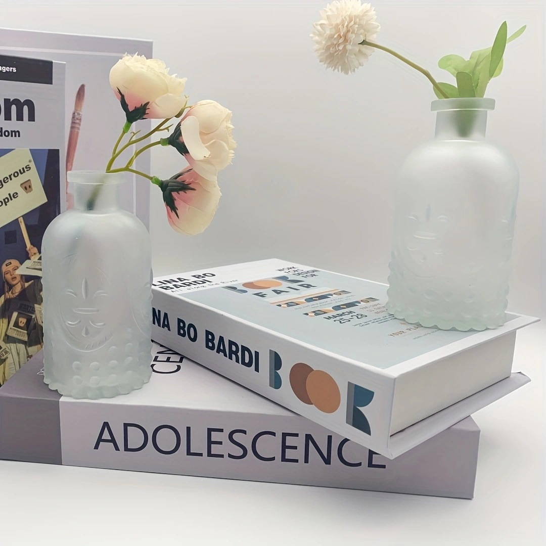 Botella de vidrio hidropónico en relieve sala de estar dormitorio retro europeo floral transparente creativa flores secas jarrón