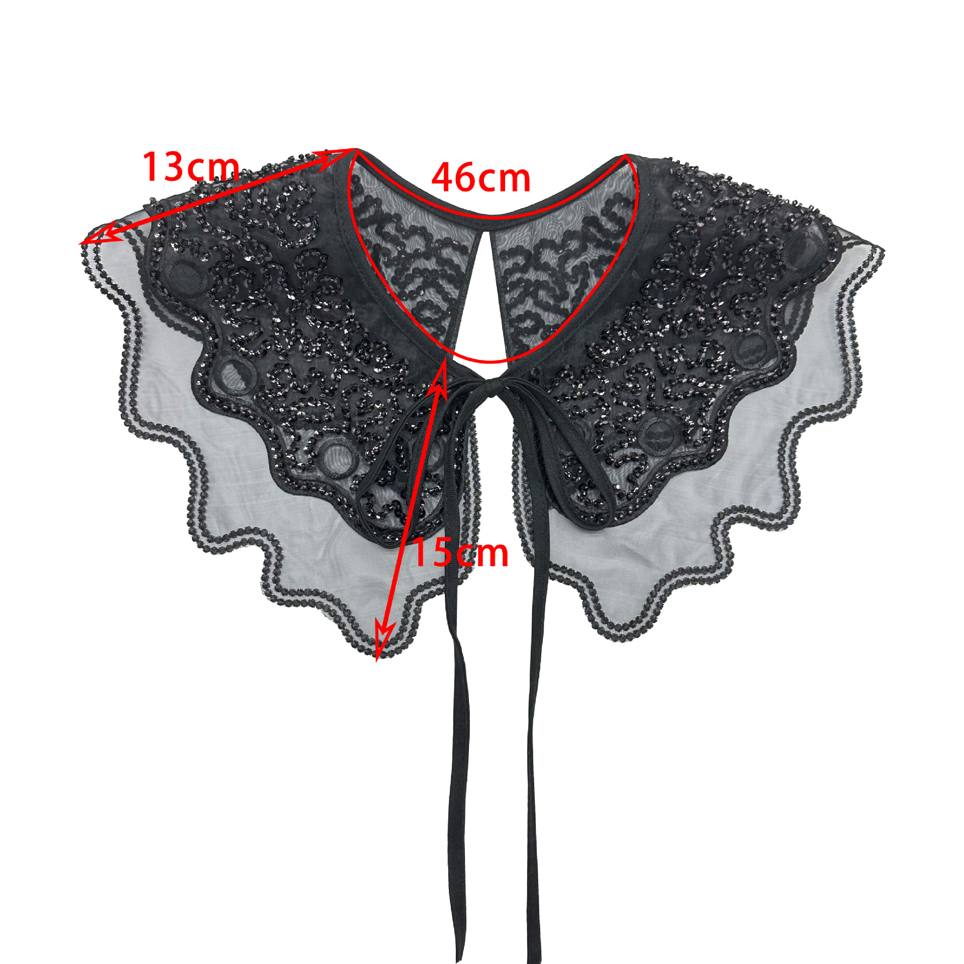 Negro y blanco doble encaje cuello falso cuentas decoración de niños suéter vestido chaqueta cuello transparente en stock image 5