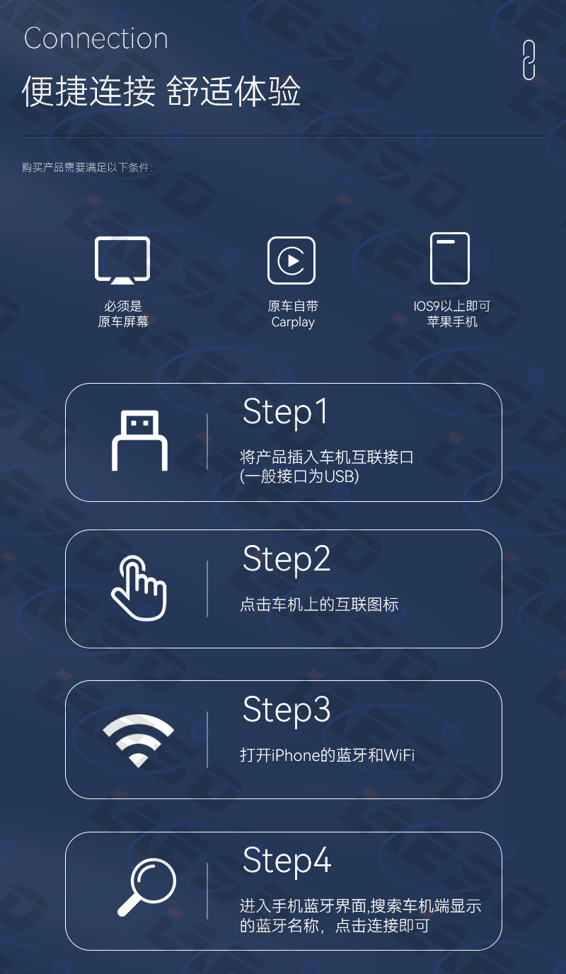 Cross-border 2-in-1 car connectivity box, smart wireless carplay adapter, button-switchable carplay box