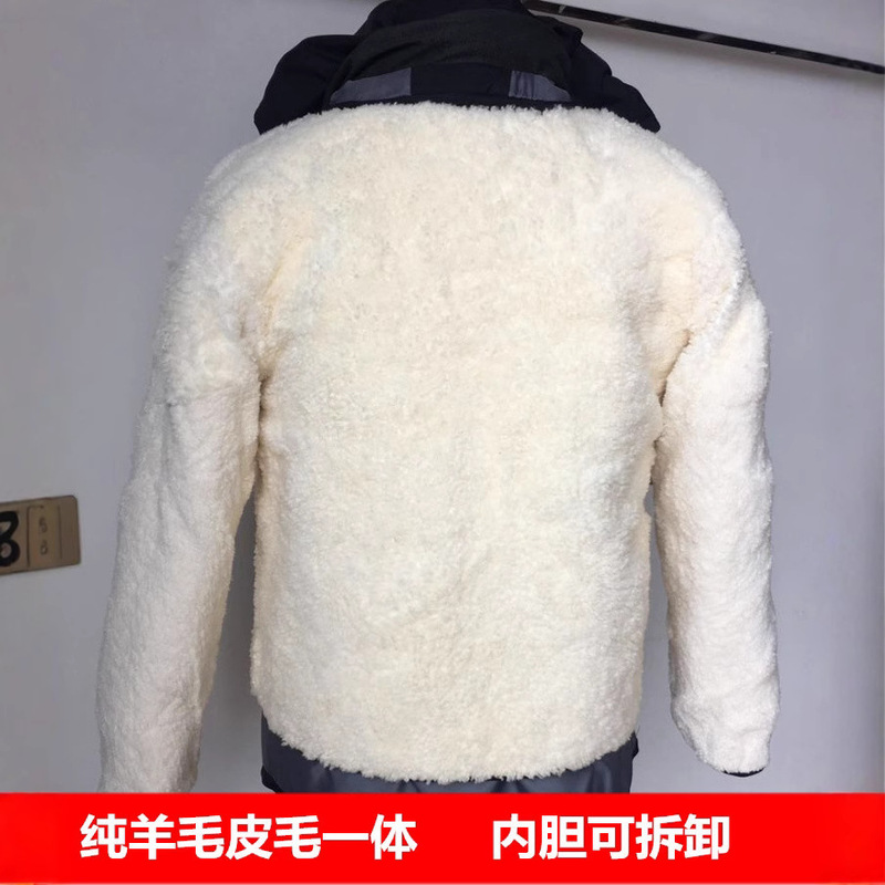 Wool Cotton-padded Coat for Middle-aged and Elderly Men's Real Sheep and Fur One-piece Full Wool Liner Sheepskin Coat Warm Thickened