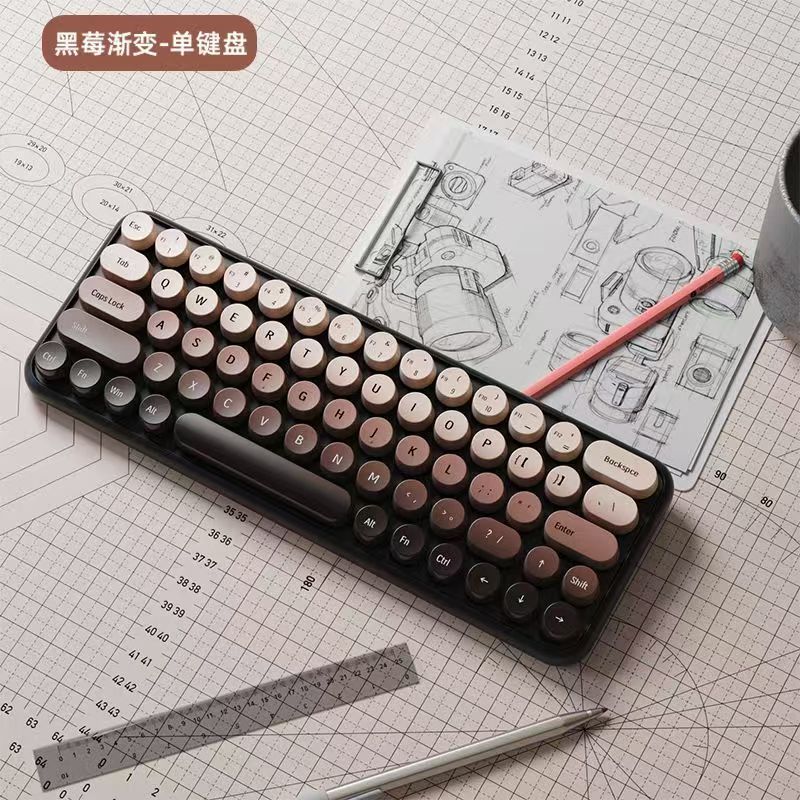 女子オフィス三型無線bluetoothキーボードマウスセットグラデーション色コンピュータノートフィルム機械キーボード|undefined