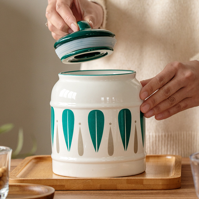 Cocina de cerámica transfronteriza latas selladas latas de almacenamiento de té leche en polvo café aperitivos Chili manteca de cerdo adornos sellados