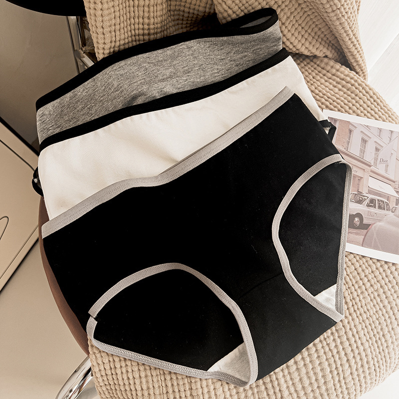 Pure cotton panties ladies black and white gray comfortable breathable waist simple cotton high elastic ladies briefs wholesale Pure cotton panties ladies black and white gray comfortable breathable waist simple cotton high elastic ladies briefs wholesale
