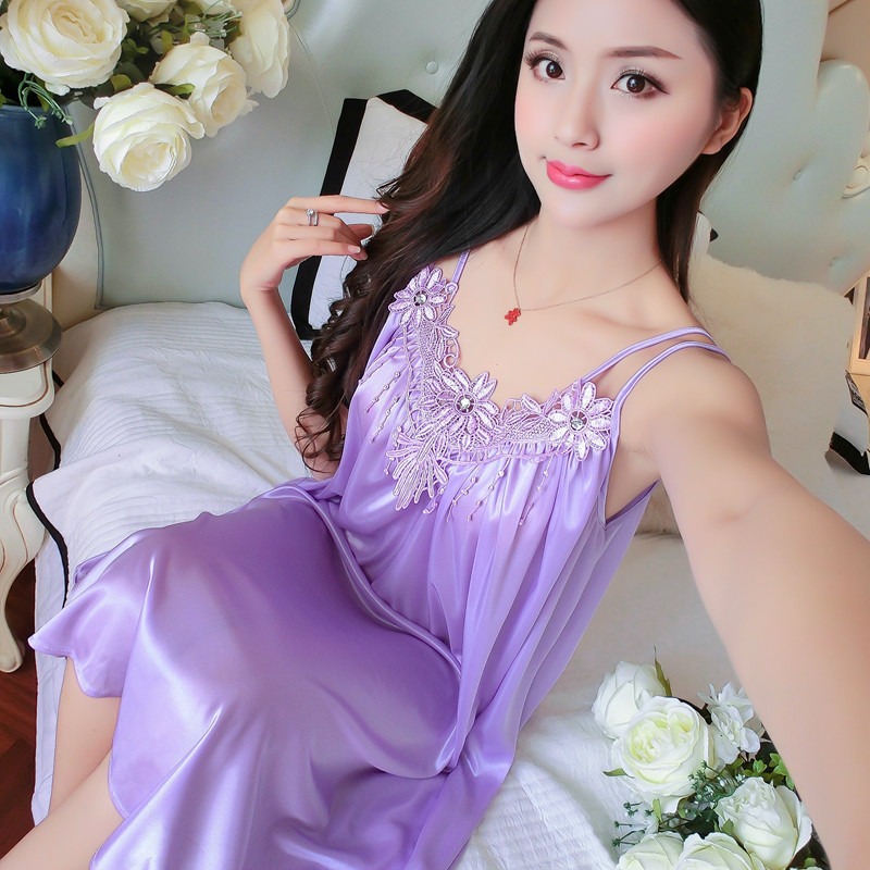 2022 verano hielo seda pijama vestido largo seda delgada seda patinaje seda set suave y cómodo pijama de mujer ropa para el hogar