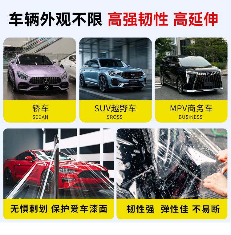 Tpu Invisible Car Wrap, Car Paint Protection Film, Self-Repairing, Anti-Scratch, No-Bake, Yellowing-Resistant, Transparent Ppf Film