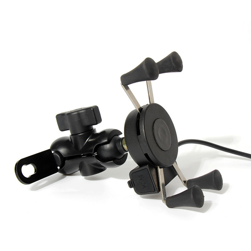 Cross-border motorcycle mobile phone bracket rechargeable locomotive aluminum alloy mobile phone bracket with usb charging bracket