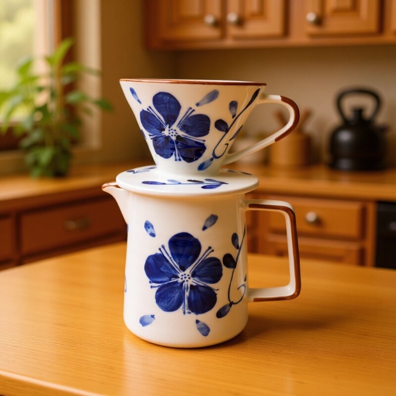 Hand-Painted Blue and White Coffee Set Creative Japanese Drip Coffee Pot V60 Filter Cup Heat-Resistant Ceramic Filter Utensil Hand-Painted Blue and White Coffee Set Creative Japanese Drip Coffee Pot V60 Filter Cup Heat-Resistant Ceramic Filter Utensil