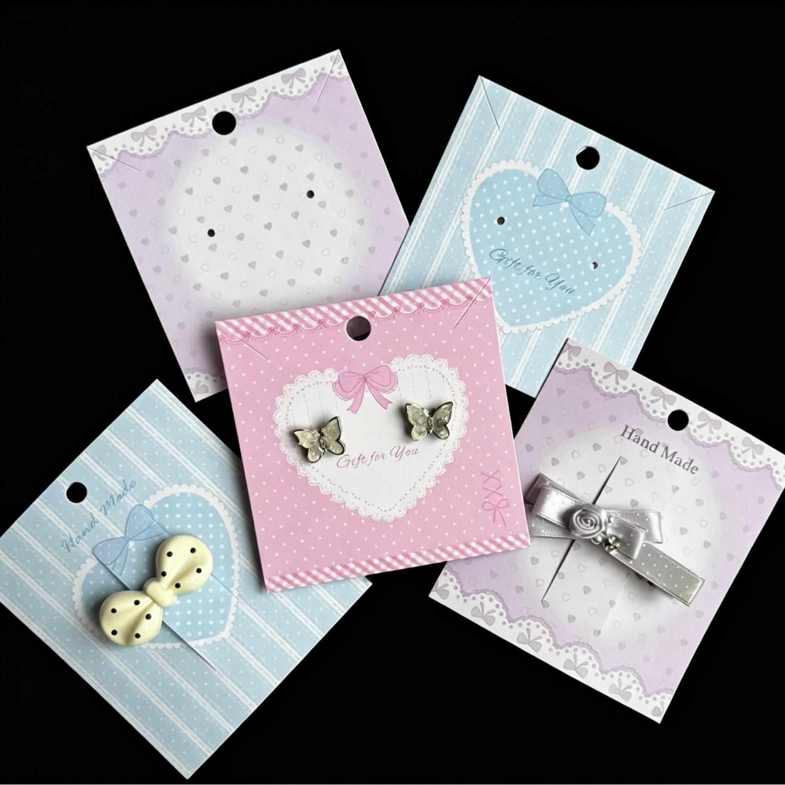 Lugar de fábrica Joyería general Cartón personalizado al por mayor Pendientes para niñas Collar Accesorios para el cabello Impresión de tarjetas Logotipo image 1