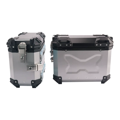 Box Waterproof Three Boxes | Motorcycle trunk - 28l-side-box-silver-embossed