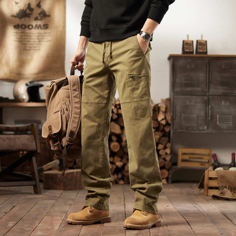 New Men's American Retro Casual Pants Outdoor Mountain Style Trendy Men's Multi-Pocket Jogger Trendy Brand Cargo Pants 8325
