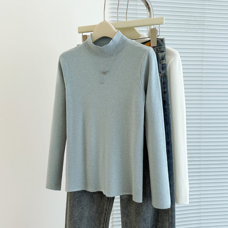 商品详情图_实拍原版半高领打底衫秋冬新款羊毛针织衫女百搭洋气