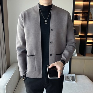 TikTok Live Broadcast New Knitted Cardigan Men's High Quality Shopkeeper Style Jacket Coat Men