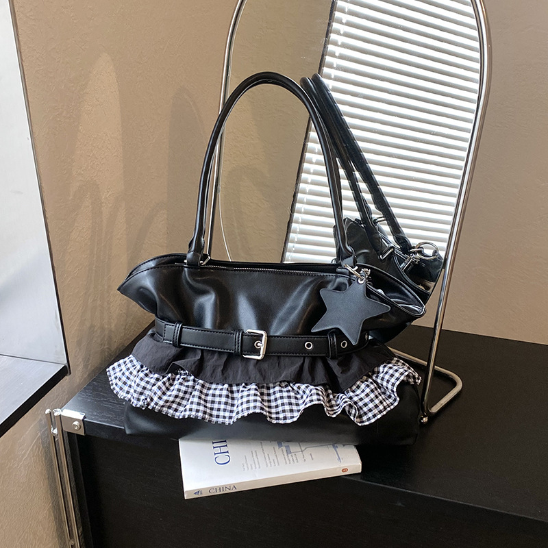 Coreano dulce hermana cuadrada de encaje bolso debajo de la axila mujeres 2026 verano diario viento universitario gran capacidad mochila de viaje
