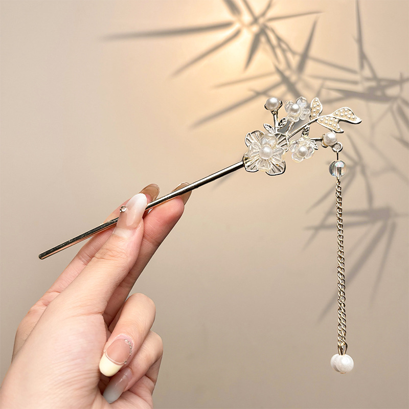 Retro simple nicho de alta estética oriental diseño de cabello de flores de frascos de estilo antiguo cabello