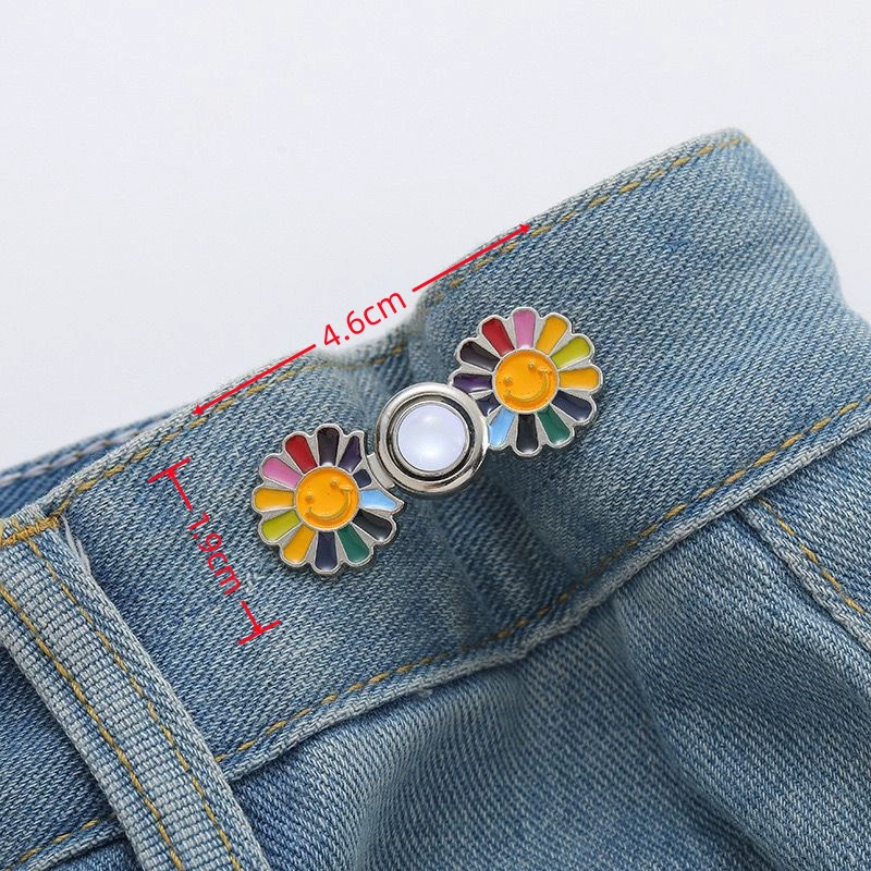 Nail-Free Removable Waist Buckle Pair, Flat-Bottom Seamless Buttons for Pants & Skirts, Assorted Designs