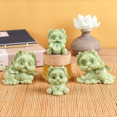 Cute imitation jade resin crafts ornaments Nafu Pixiu gifts creative home decorations car ornaments
