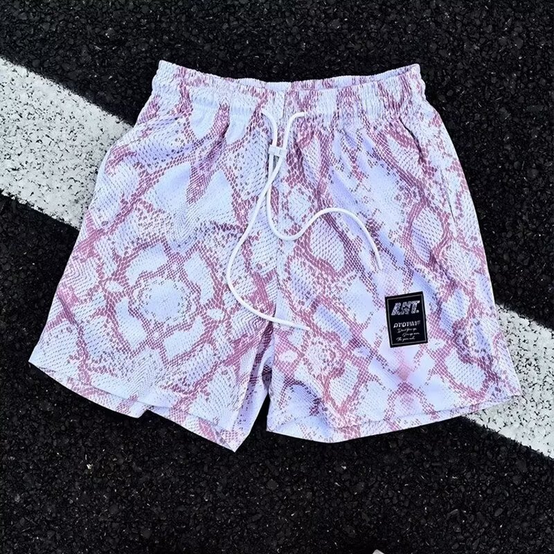 American Quick-Drying Sports Shorts Men's Summer Trendy Brand Python Texture Ice Silk Cool Basketball Pants Breathable Mid-Pants