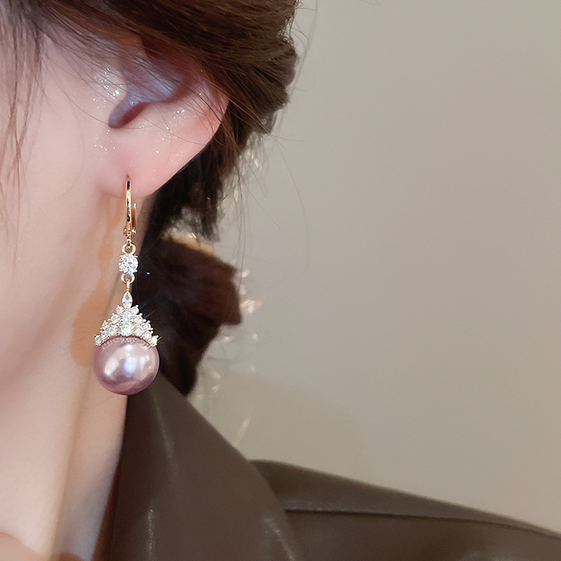 真金电镀圆形珍珠款耳钉项链套装小众耳环时尚气质耳饰轻奢高级感详情21