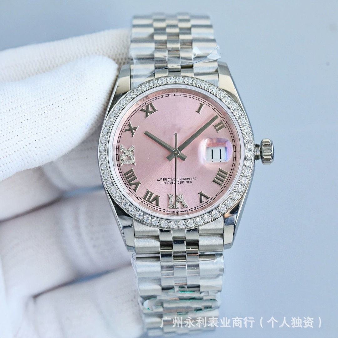 Laojia Diary Fully Automatic Mechanical Watch Women's Watch 36mm Dial Diamond Dog Tooth Ring Fully Automatic Mechanical Watch Women's Watch