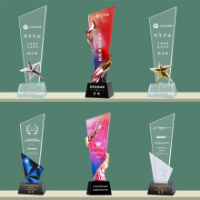 刀片數字水晶獎杯金屬優秀員工公司年會慶典三五周年紀念樹脂獎牌